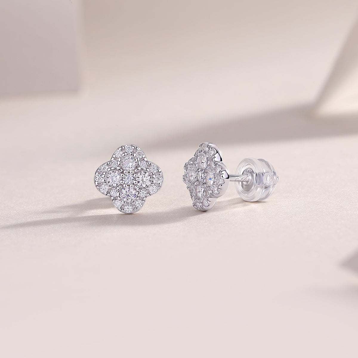 Lucky Bloom Moissanite Stud Earrings