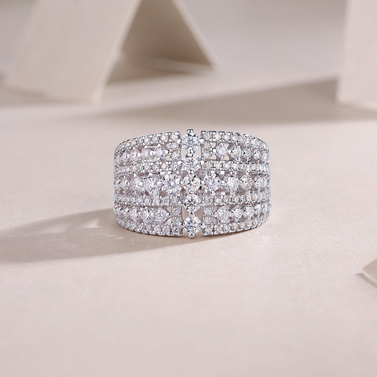 Multi-Row Pavé Moissanite Dome Ring