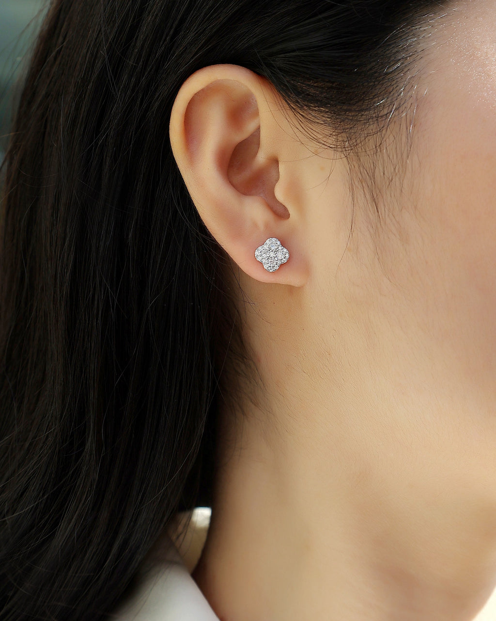 Lucky Bloom Moissanite Stud Earrings