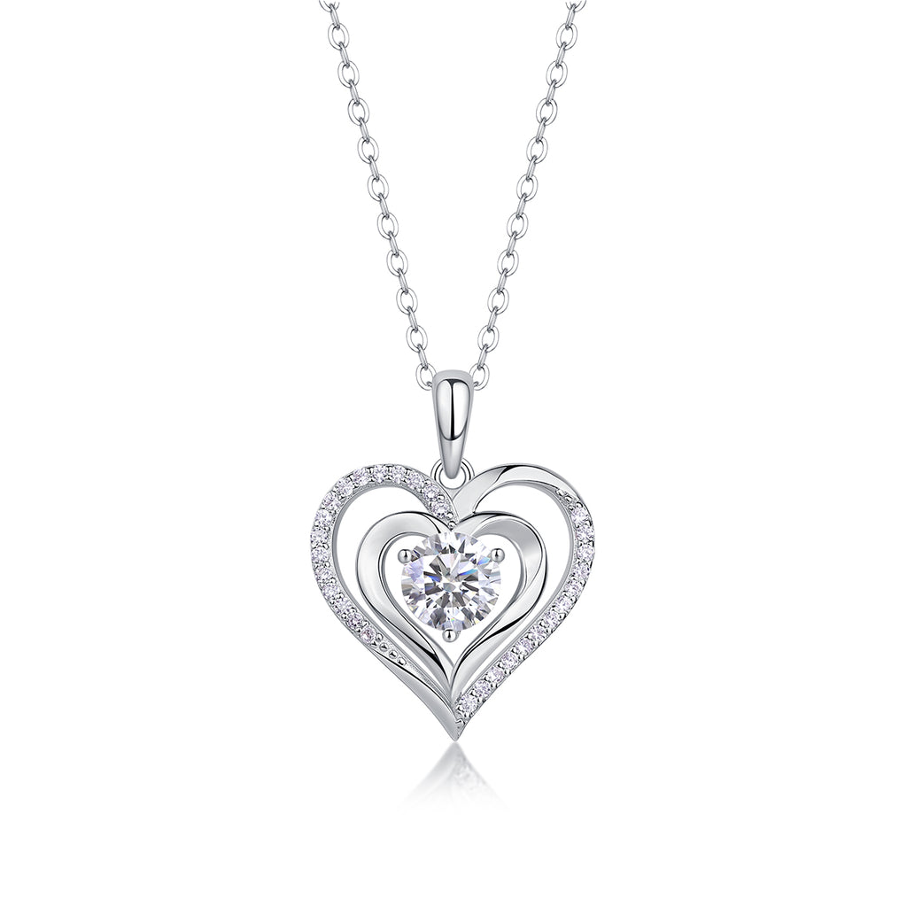 Layered Heart Moissanite Necklace