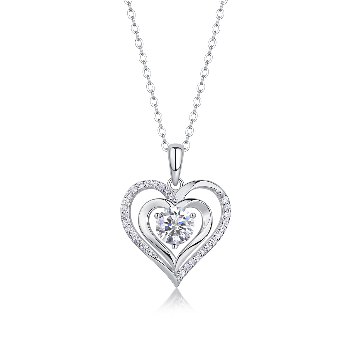 Layered Heart Moissanite Necklace