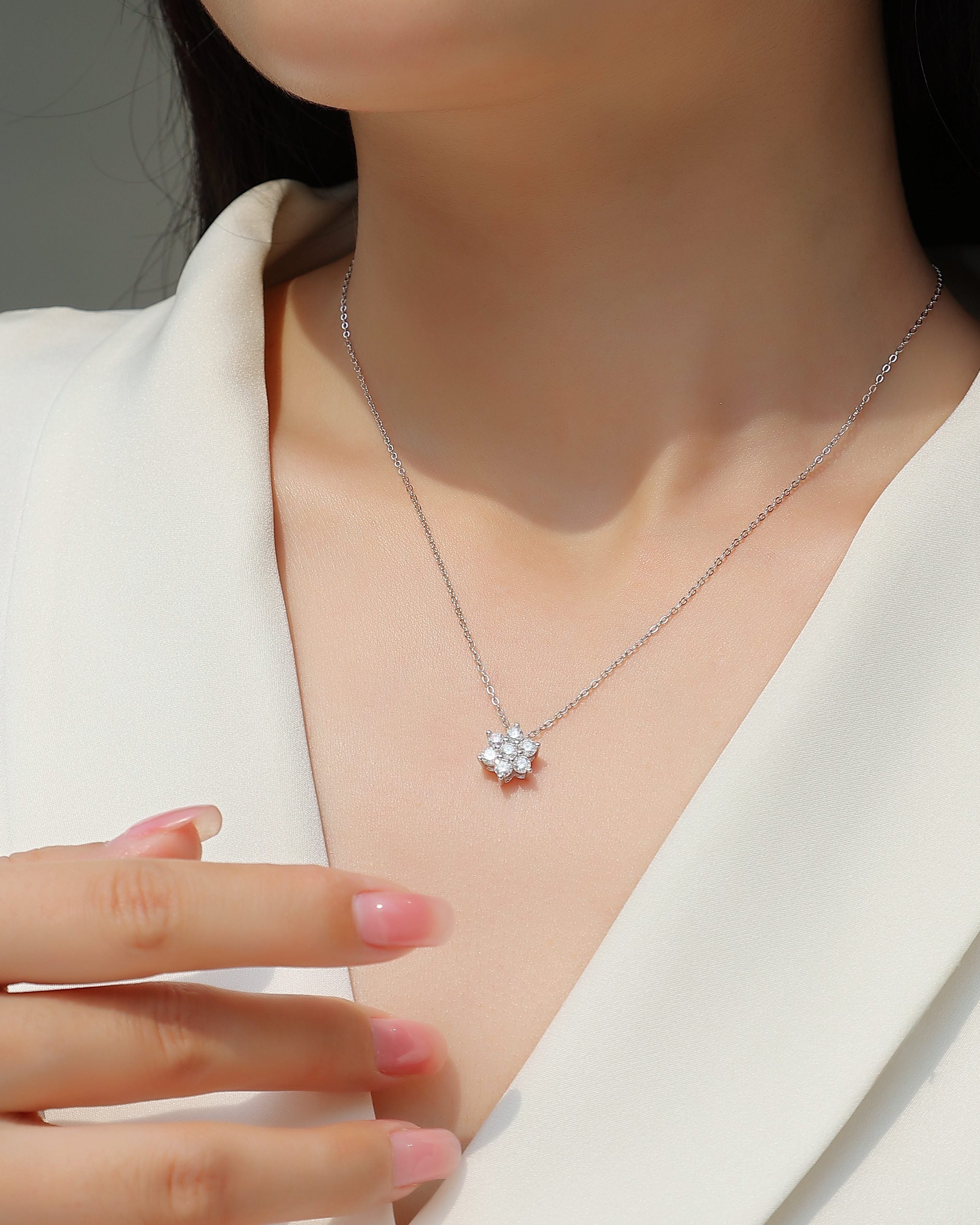 Snowflake Moissanite Pendant Necklace