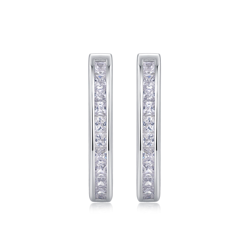 Linear Pavé Moissanite Huggie Earrings