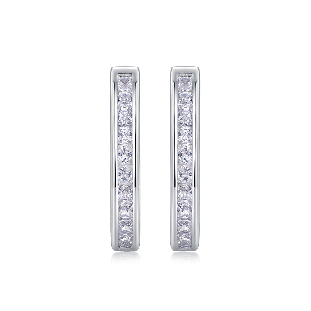 Linear Pavé Moissanite Huggie Earrings