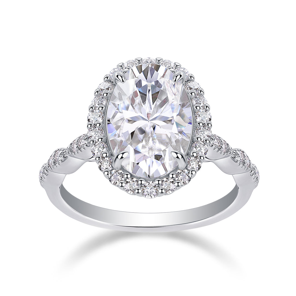 Oval Halo Moissanite Ring