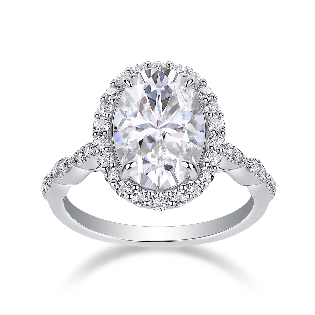 Oval Halo Moissanite Ring