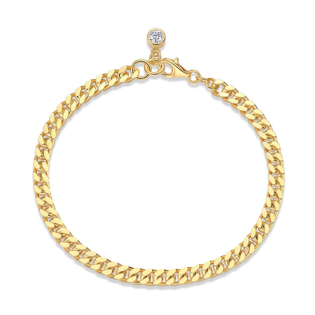 Golden Charm Moissanite Chain Bracelet