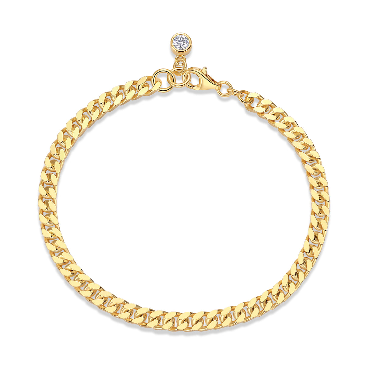 Golden Charm Moissanite Chain Bracelet