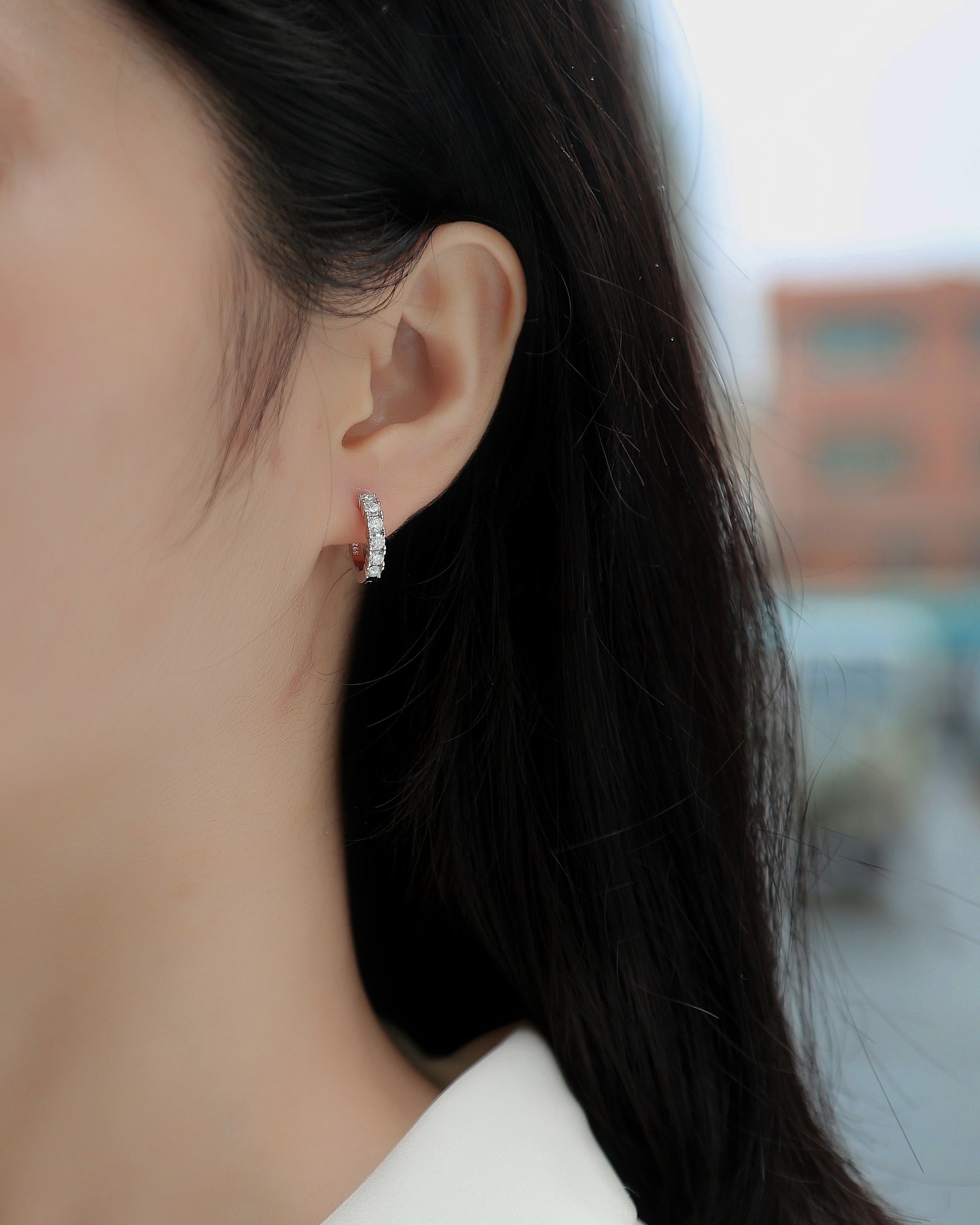 Classic Brilliant Moissanite Huggie Earrings