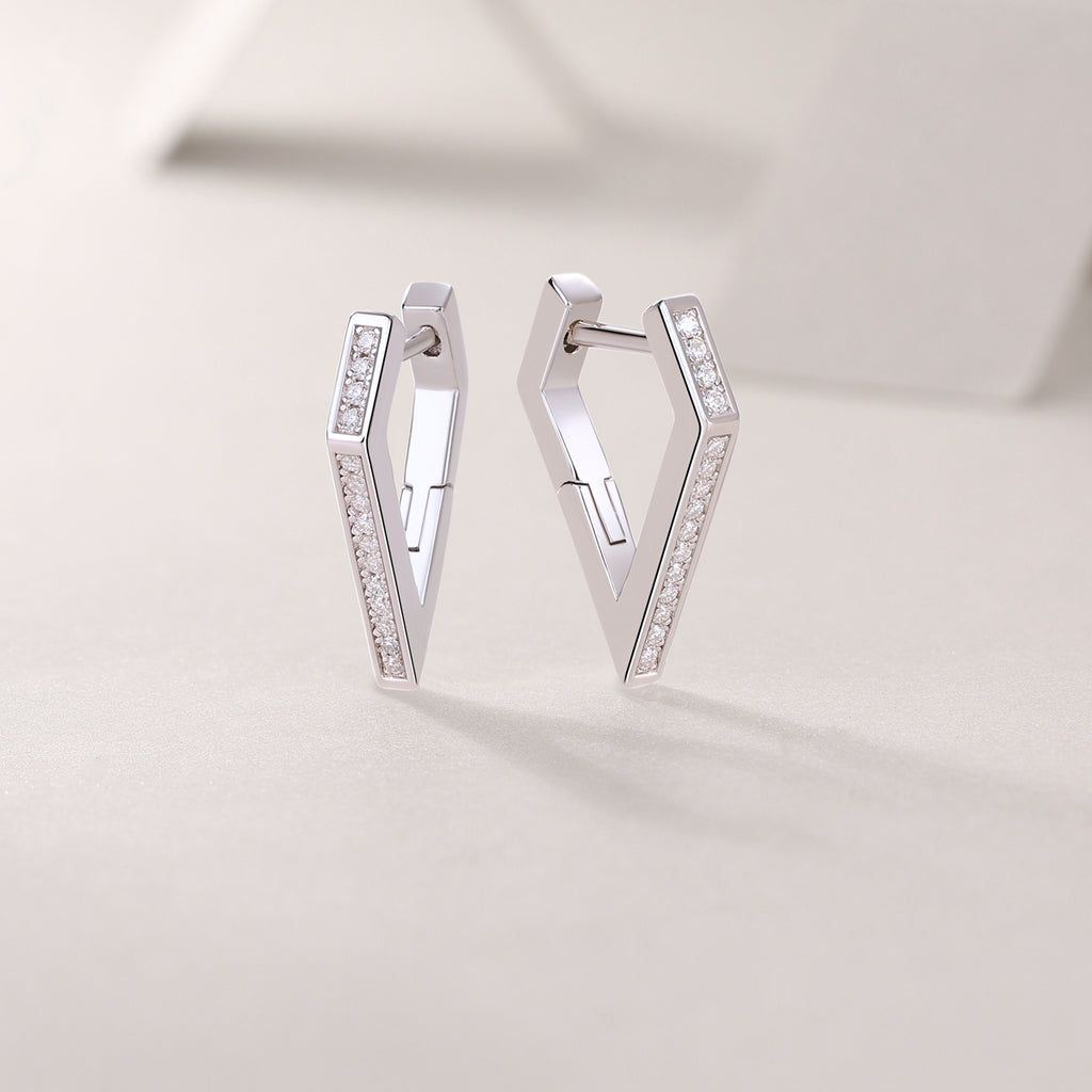 Geometric Bar Moissanite Hoop Earrings