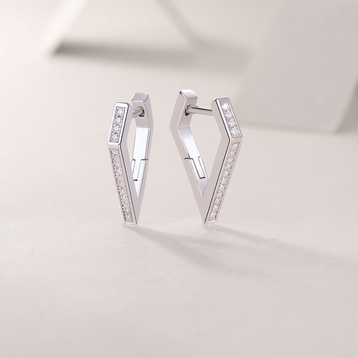 Geometric Bar Moissanite Hoop Earrings