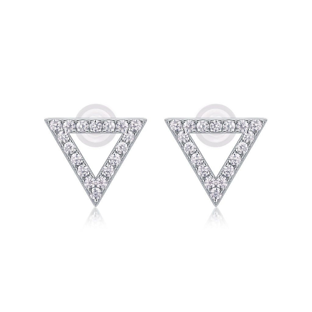 Pavé Triangle Moissanite Stud Earrings