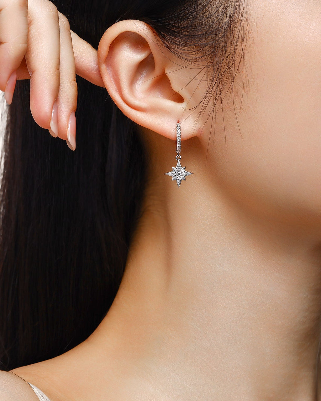 Star & Moon Asymmetrical Moissanite Earrings