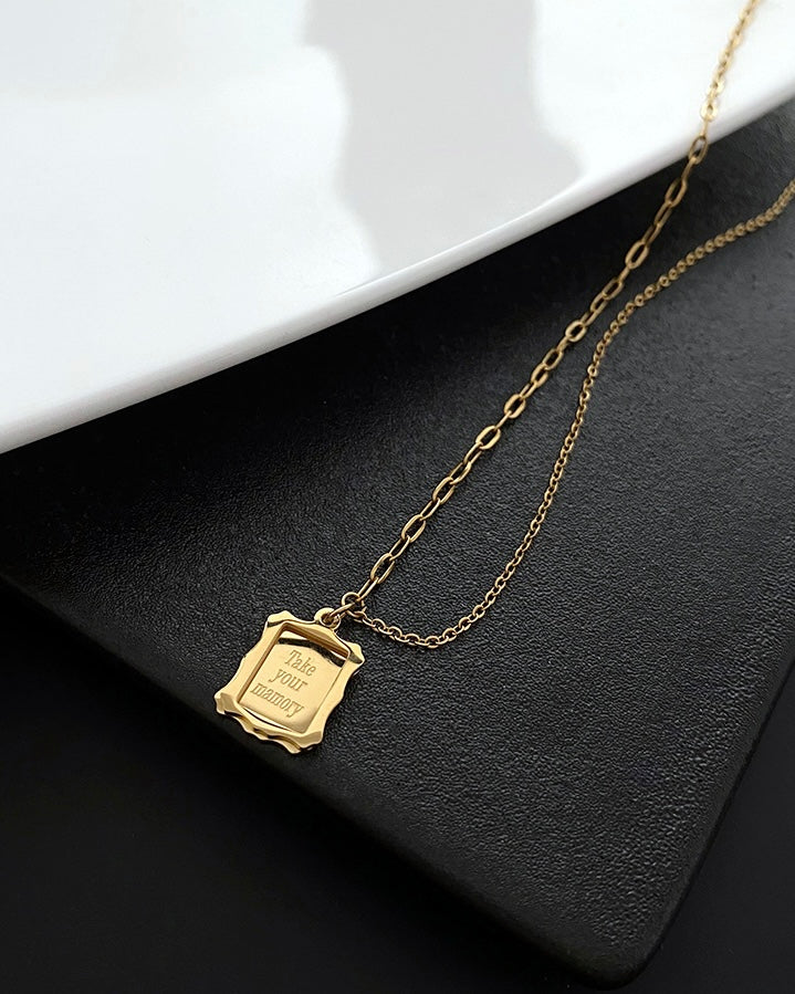 Engraved Gold Love Necklace