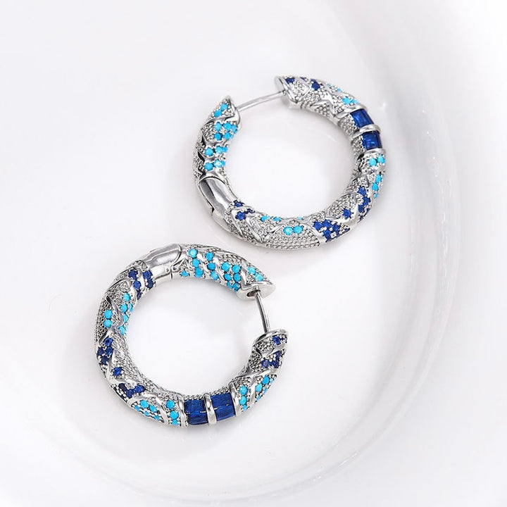 Ocean Gleam Enamel Hoop Earrings