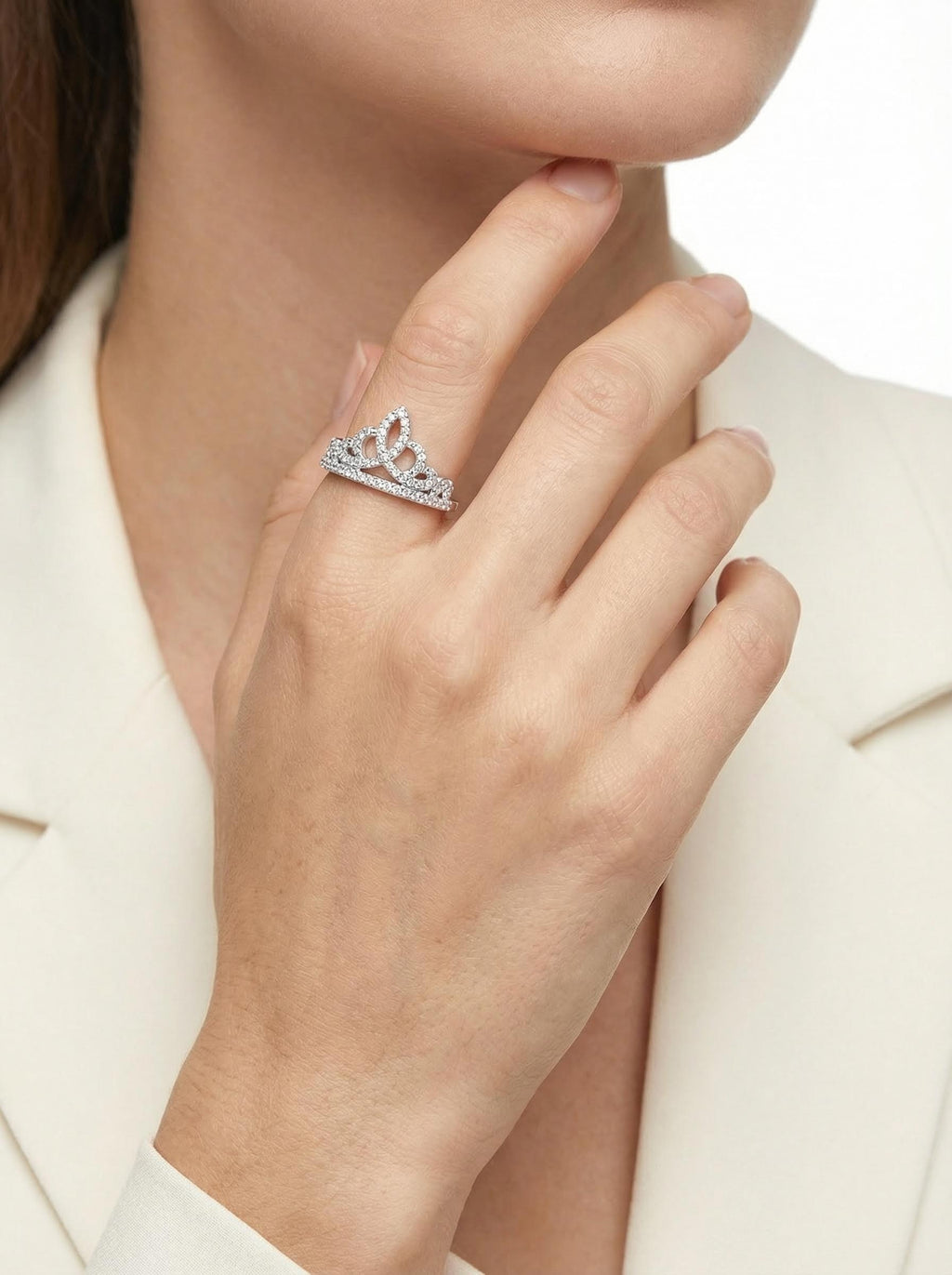 Crown Diamond Ring Luxury And Stylish Moissanite Silver Ring