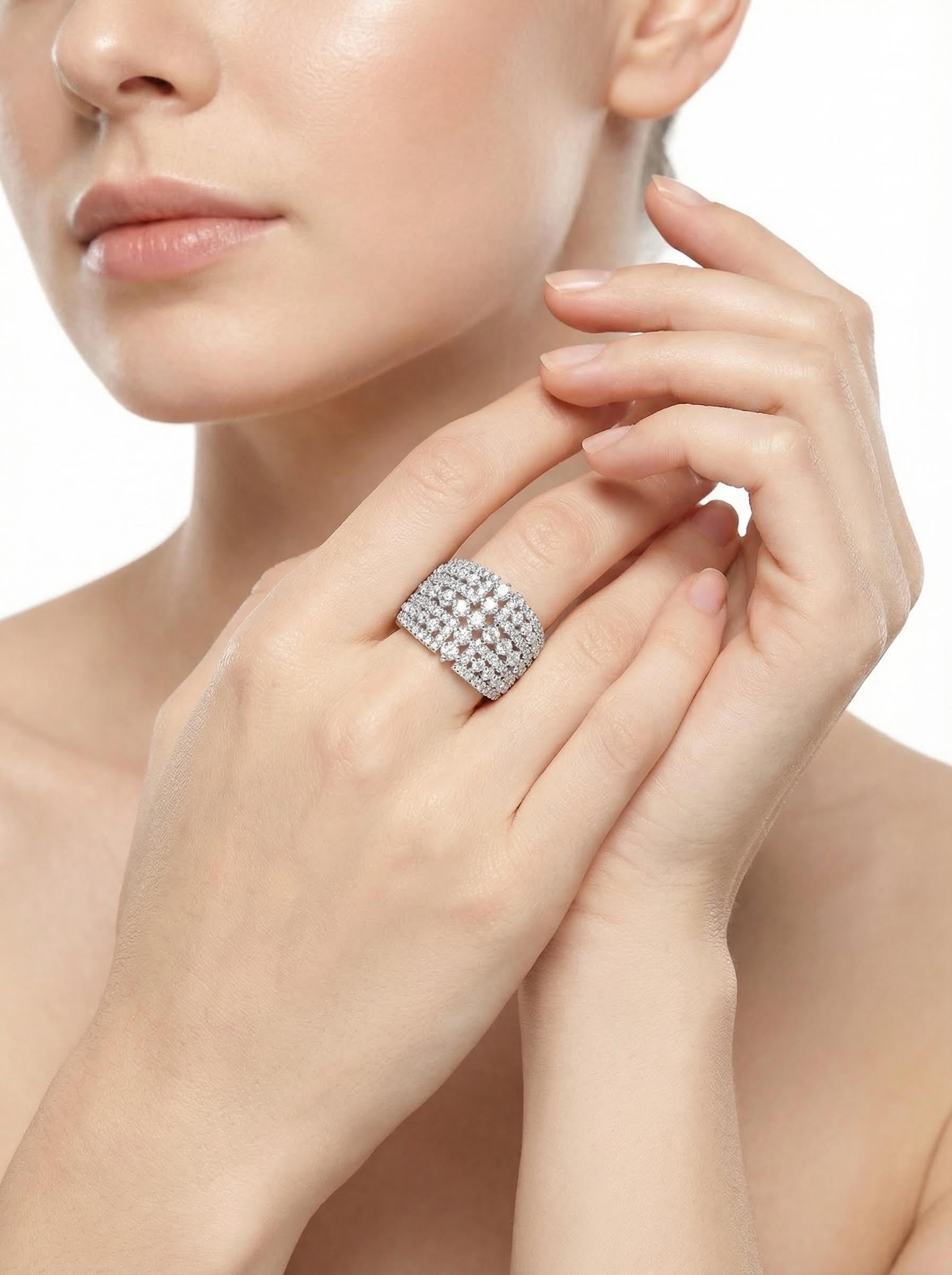 Multi-Row Pavé Moissanite Dome Ring