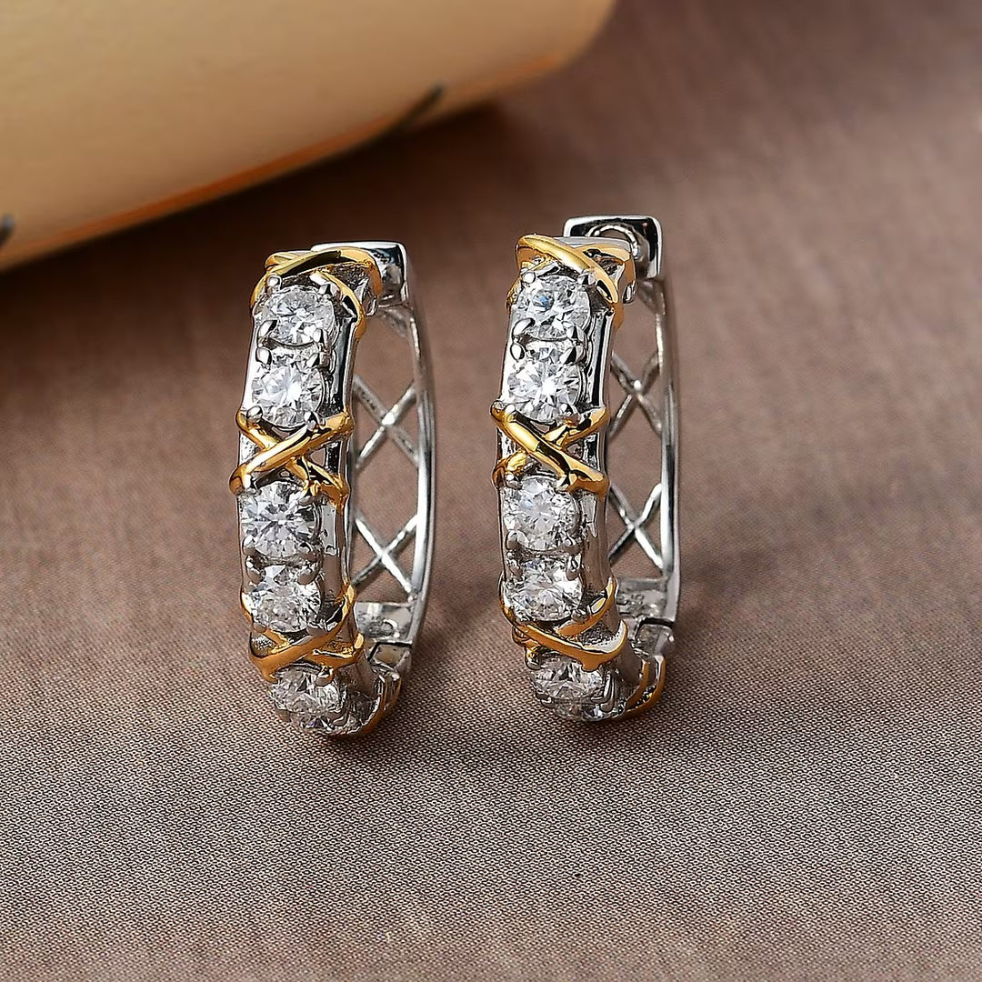 Golden Cross Sparkle Hoops