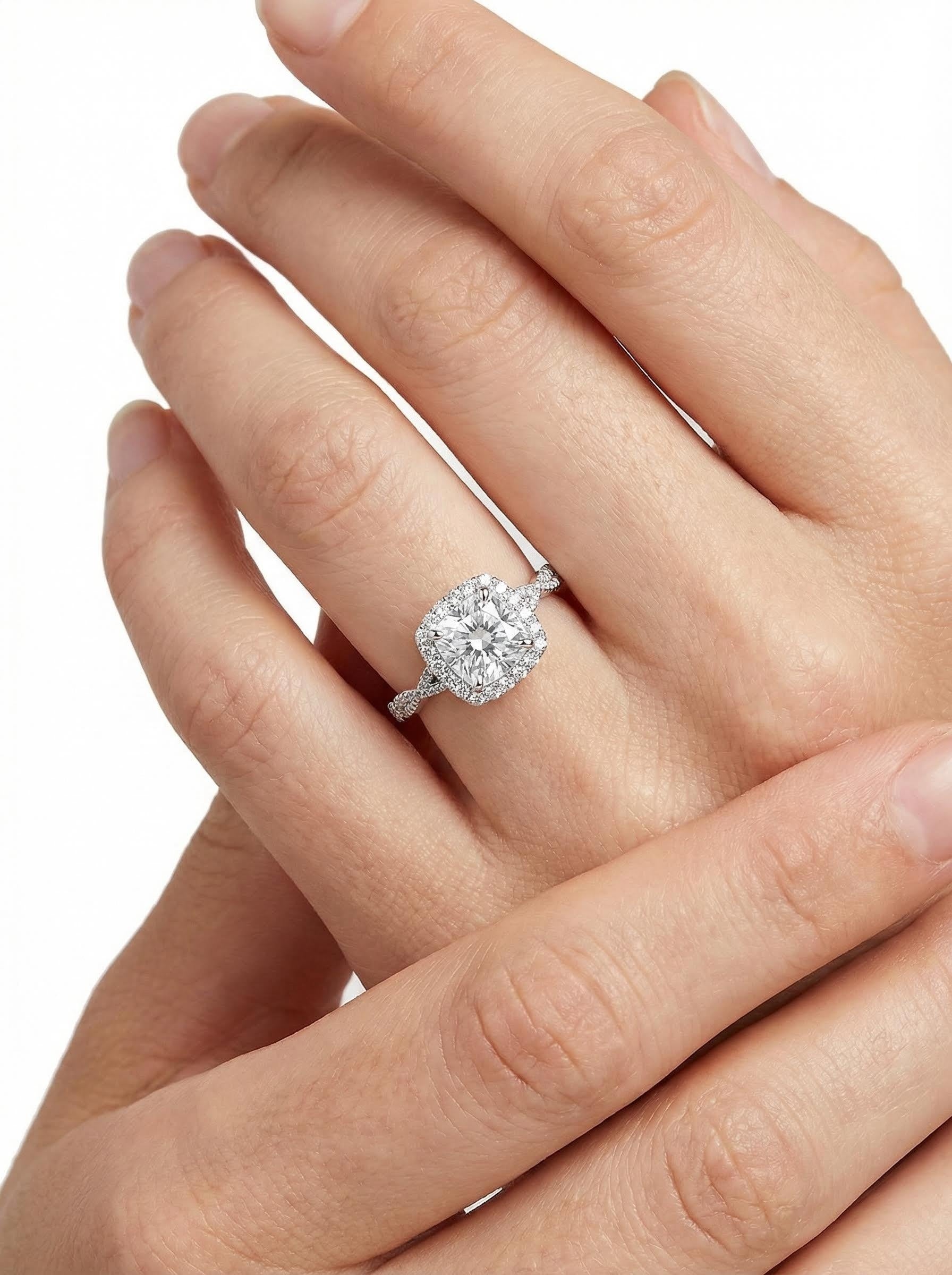 Cushion Moissanite Halo Ring