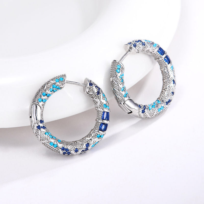 Ocean Gleam Enamel Hoop Earrings