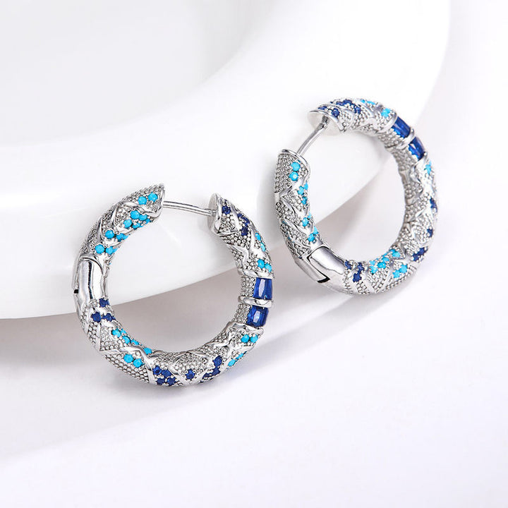 Ocean Gleam Enamel Hoop Earrings