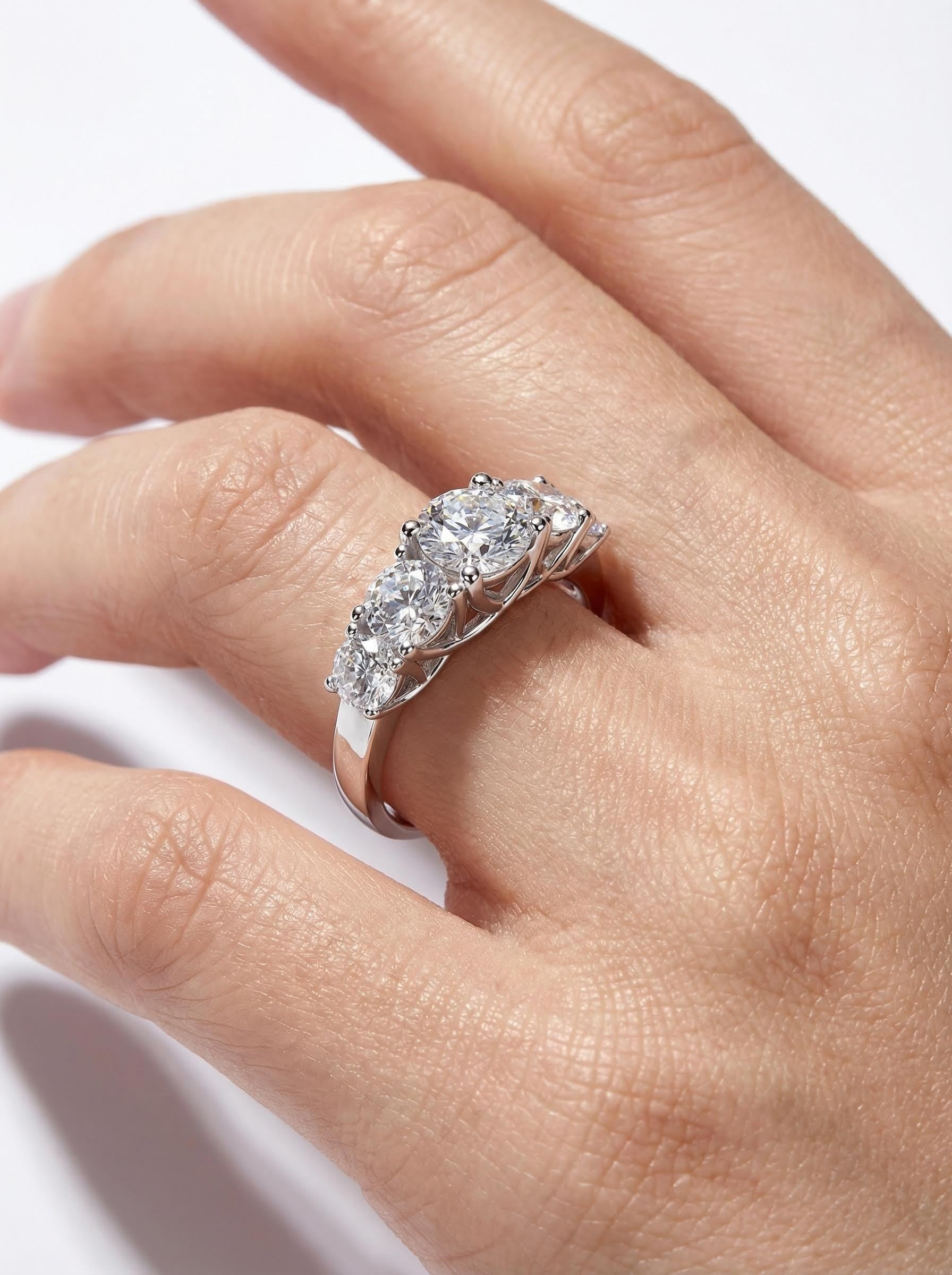 Three-Stone Moissanite Ring