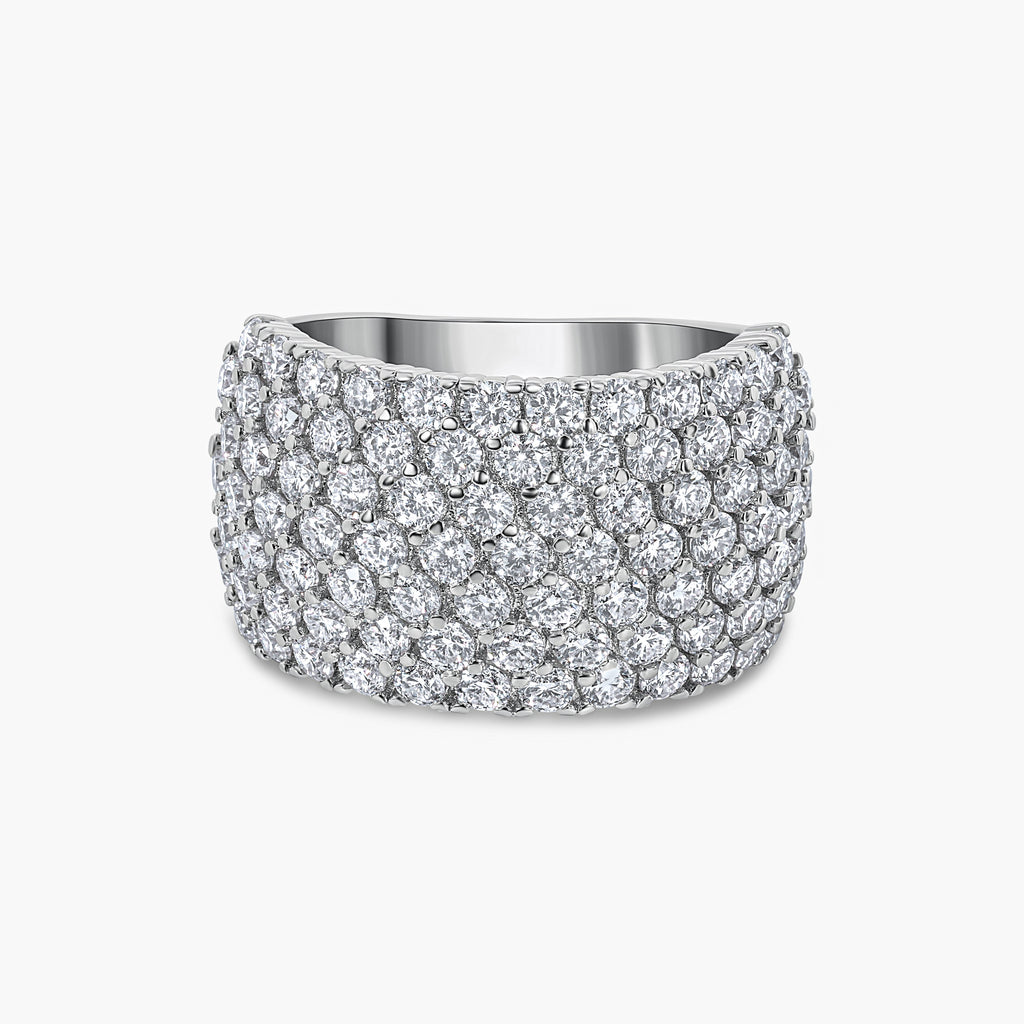 Multiple Row Pavé Moissanite Dome Ring