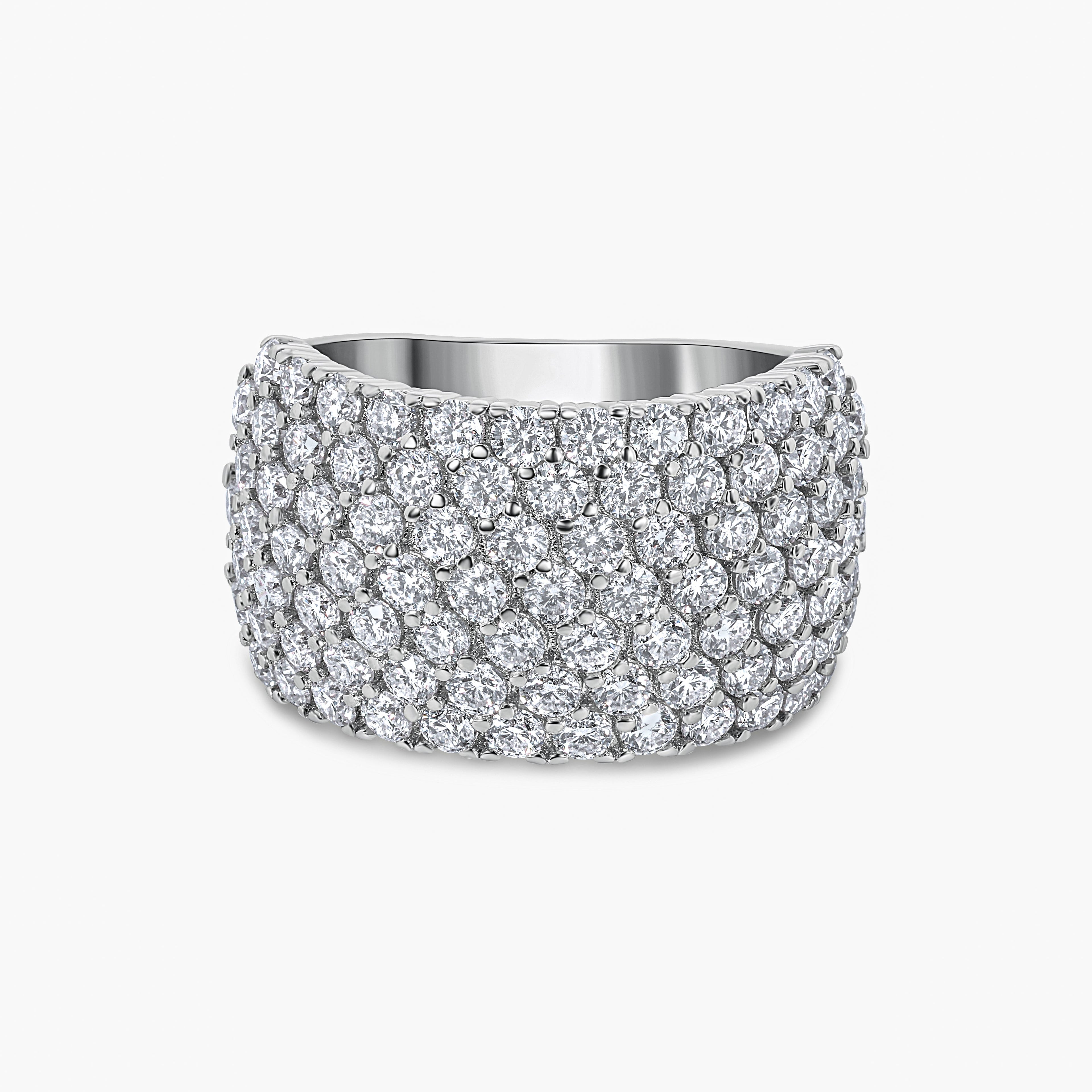Multiple Row Pavé Moissanite Dome Ring