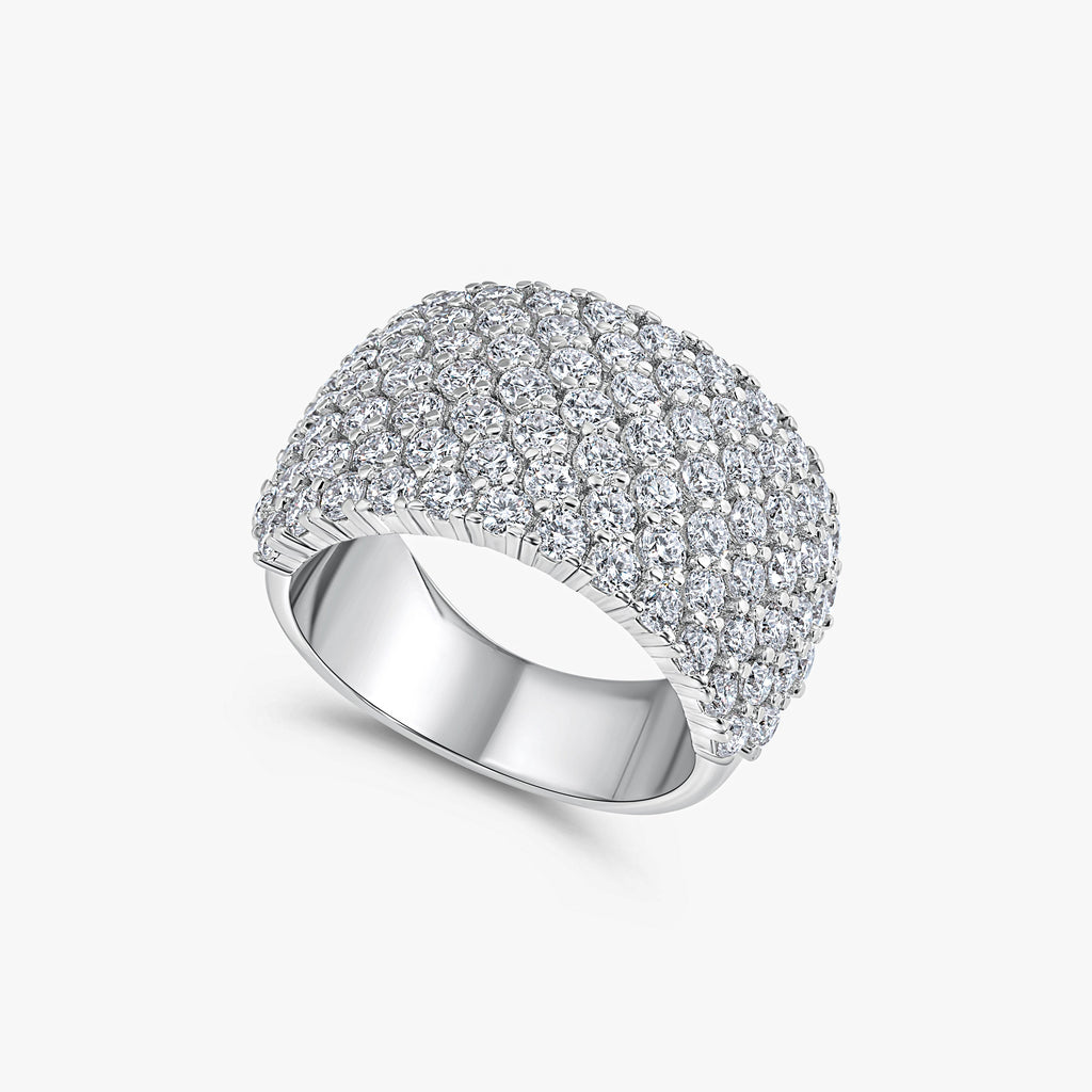 Multiple Row Pavé Moissanite Dome Ring