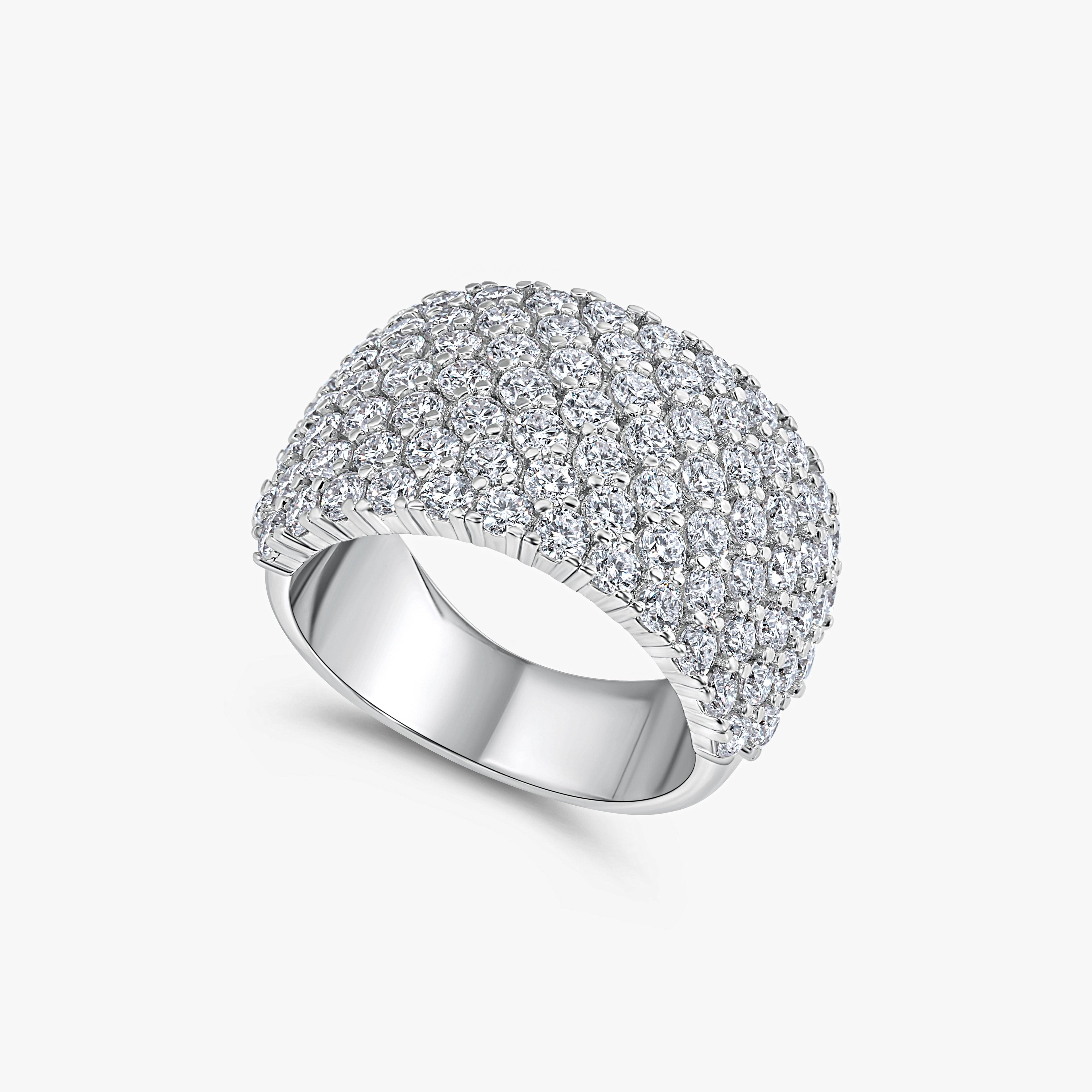 Multiple Row Pavé Moissanite Dome Ring