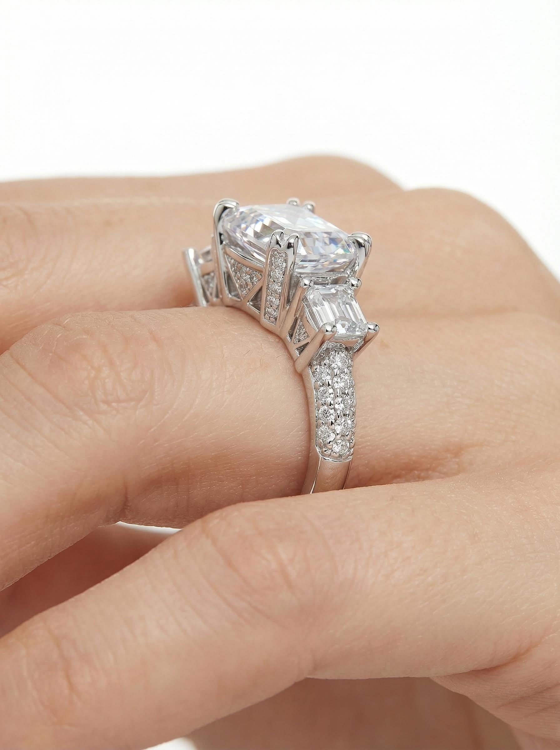 Three-Stone 5-Carat Moissanite Ring