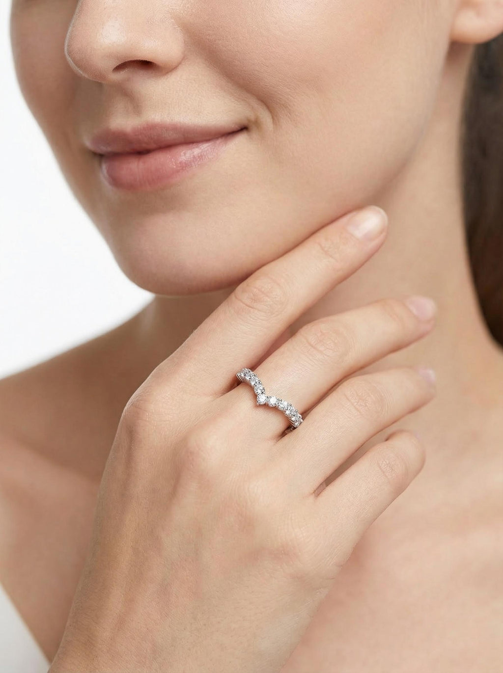 V-Shaped Crown Moissanite Ring