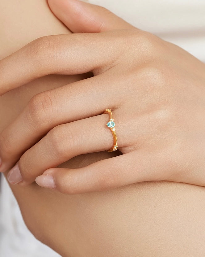 Blue Crystal Ring - Adjustable (One Size)