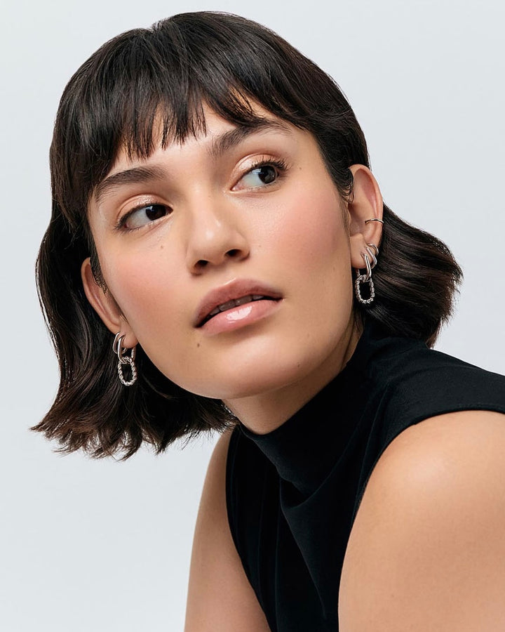 Twist Link Hoop Earrings