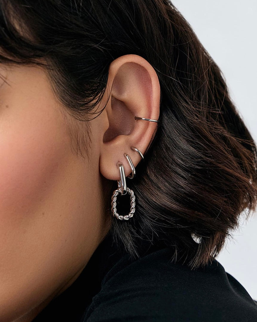 Twist Link Hoop Earrings