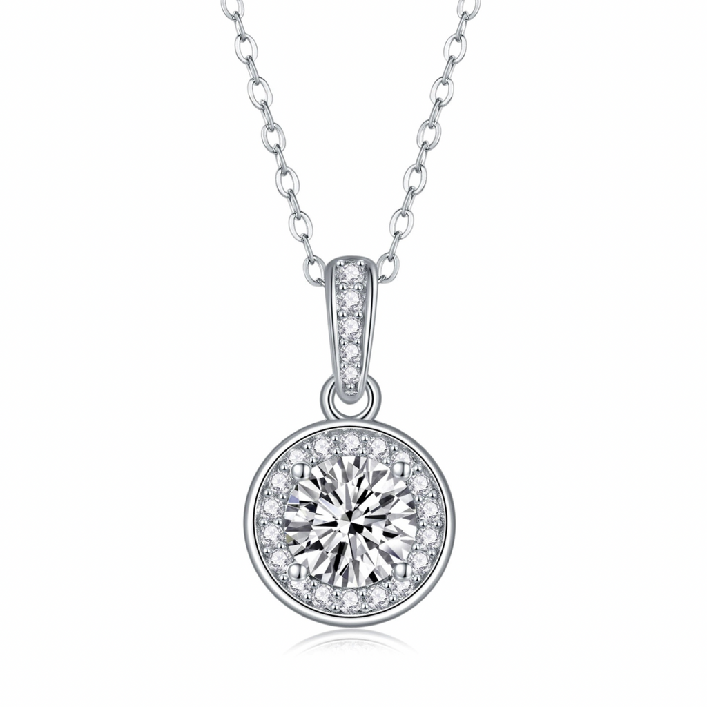 Halo Moissanite Pendant Necklace
