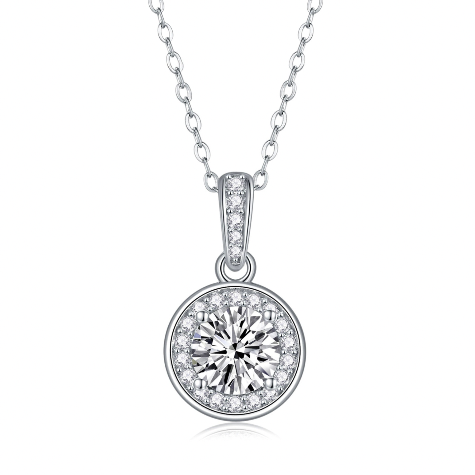 Halo Moissanite Pendant Necklace