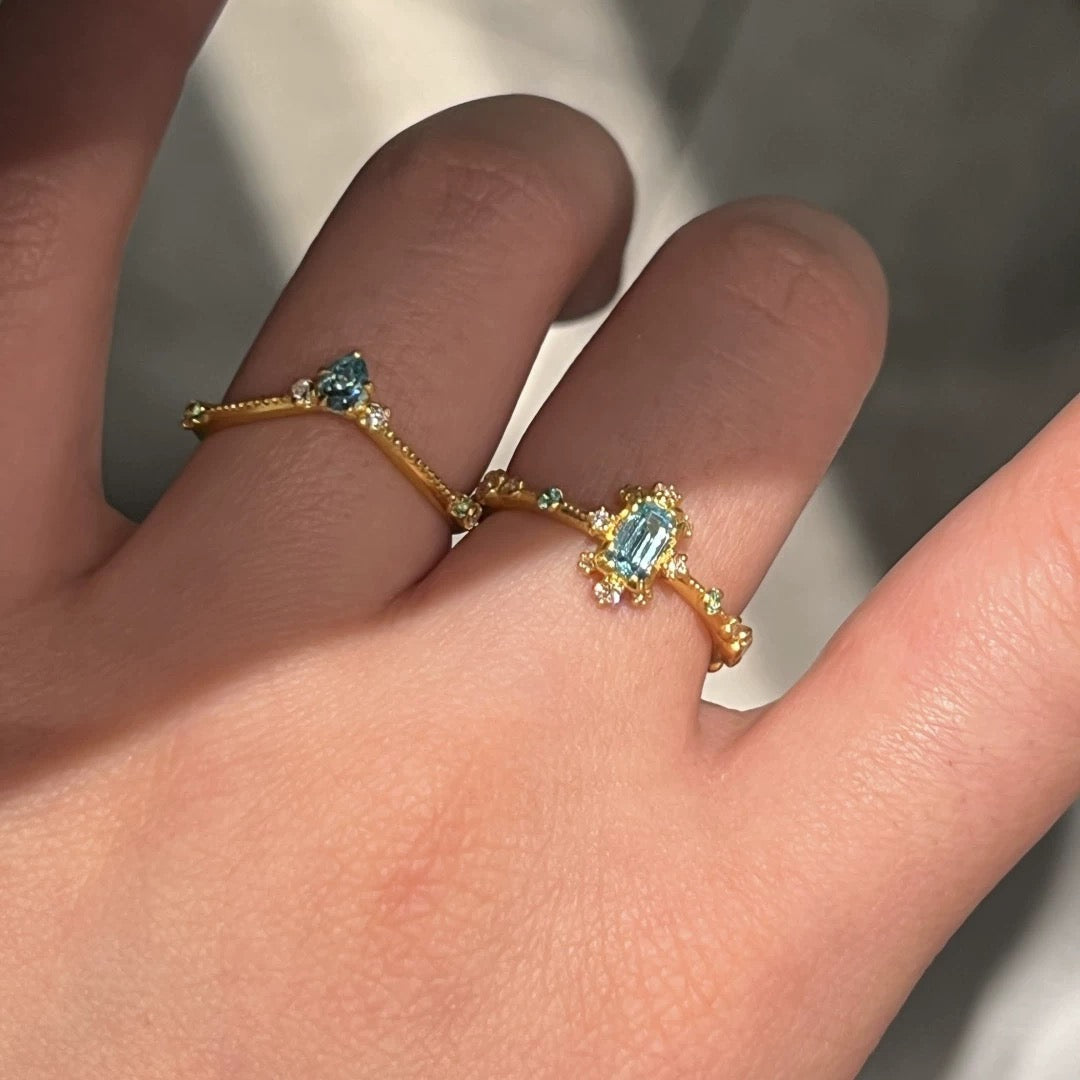 Blue Crystal Ring - Adjustable (One Size)