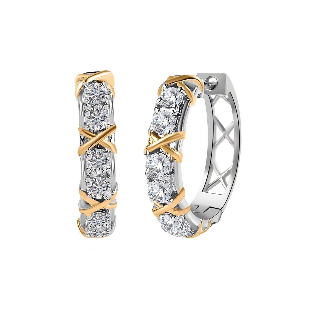 Golden Cross Sparkle Hoops