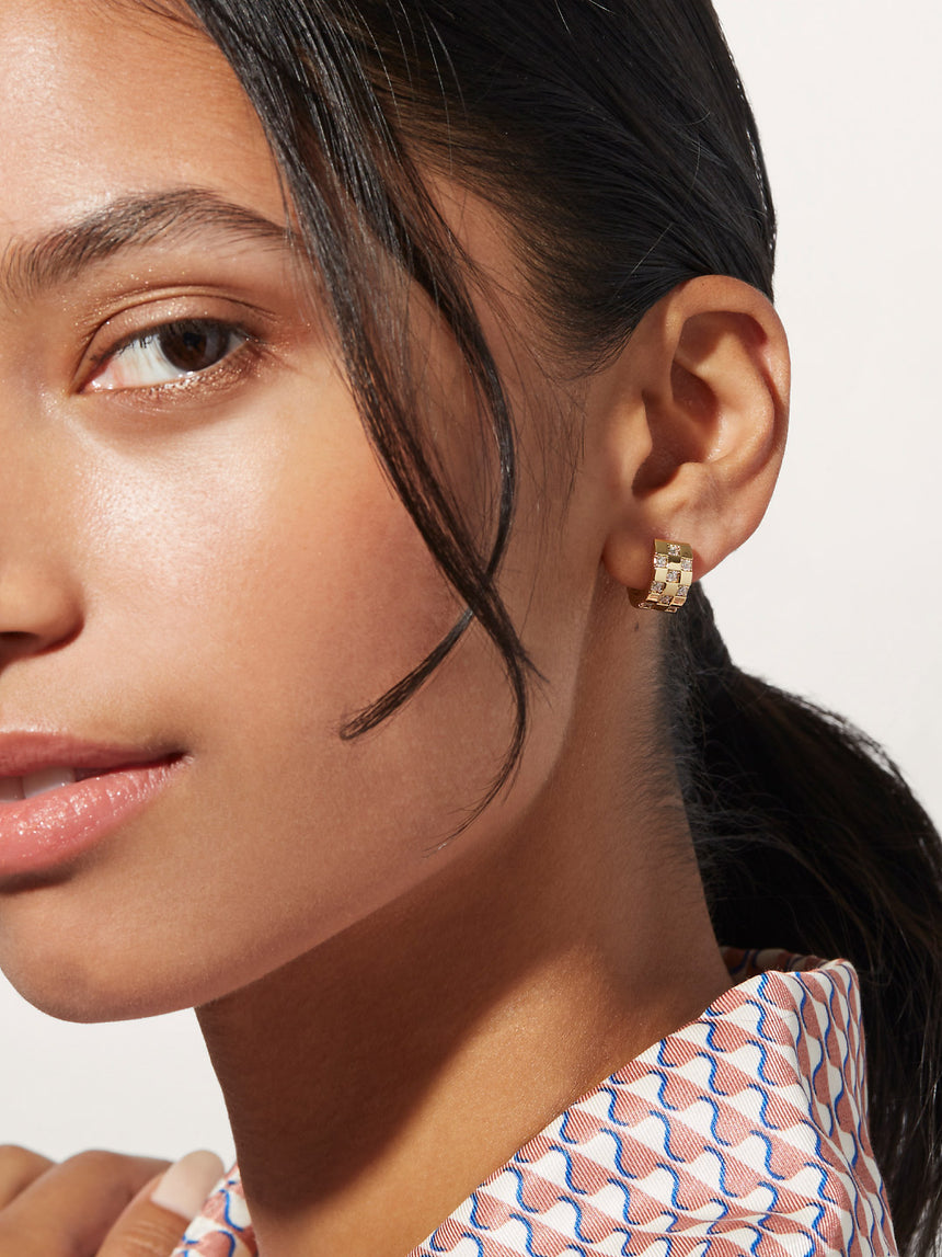 Luxe Checker Hoop Earrings