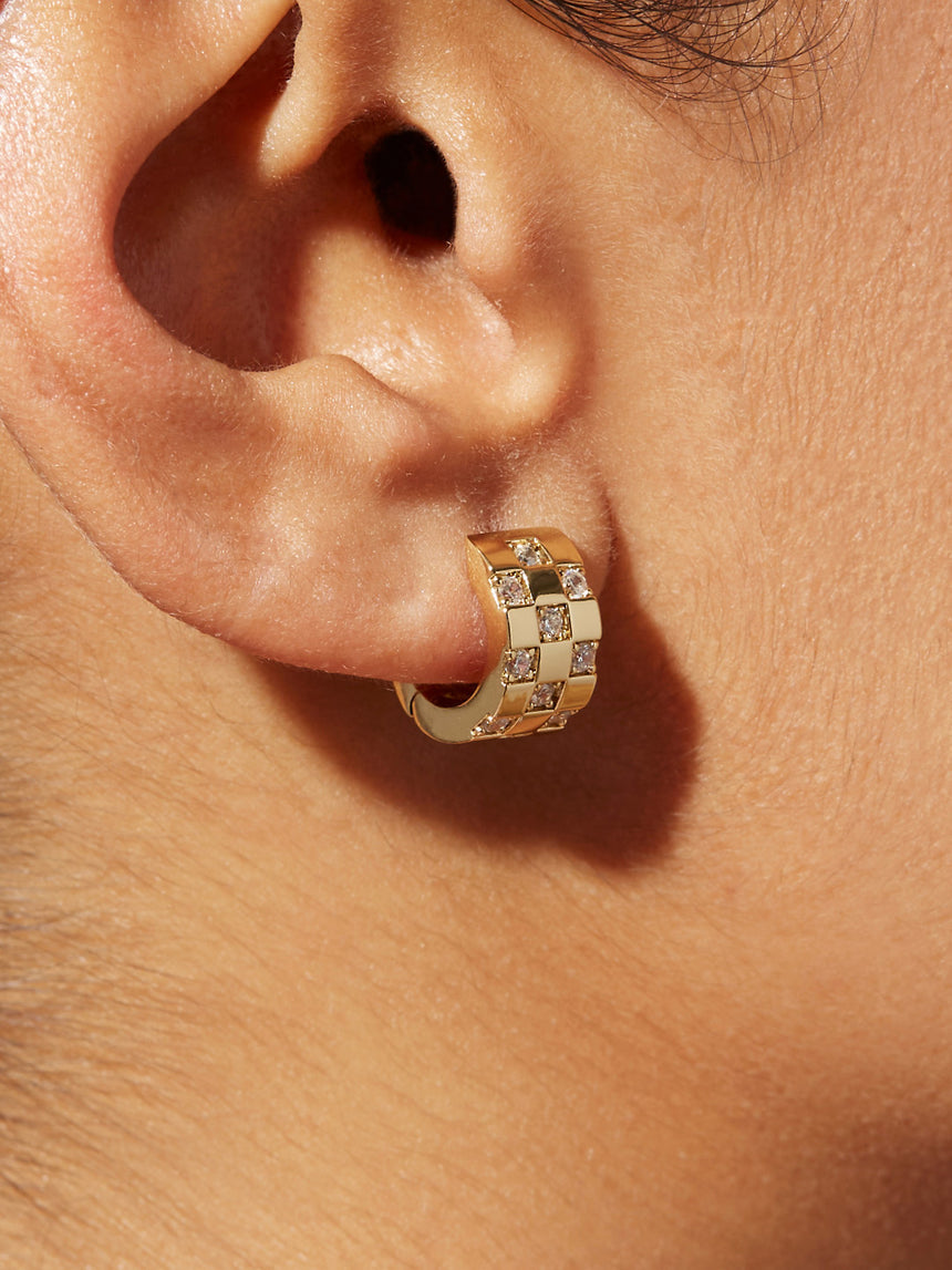 Luxe Checker Hoop Earrings