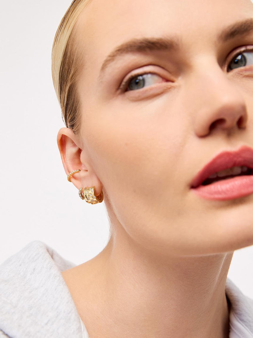 Luxe Checker Hoop Earrings