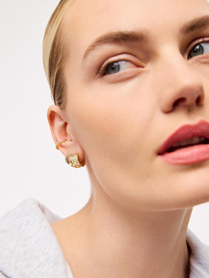 Luxe Checker Hoop Earrings