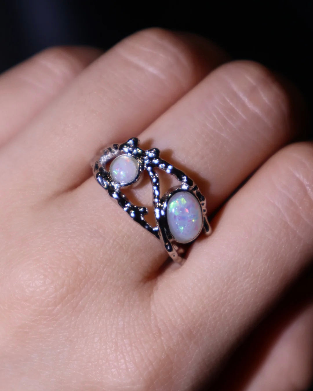 White Opal Gems Ring