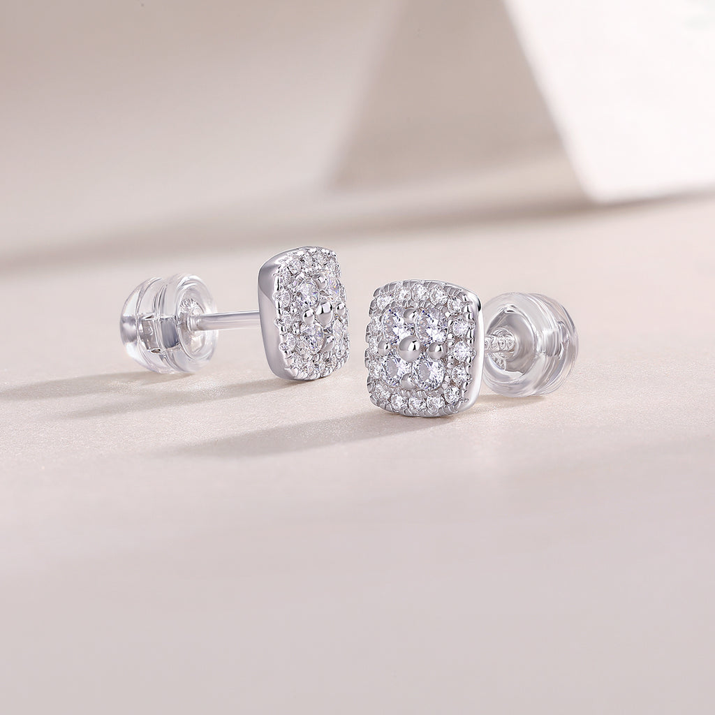 Halo Cushion Moissanite Stud Earrings