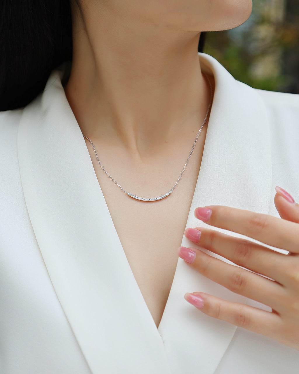 Pavé Arc Moissanite Necklace