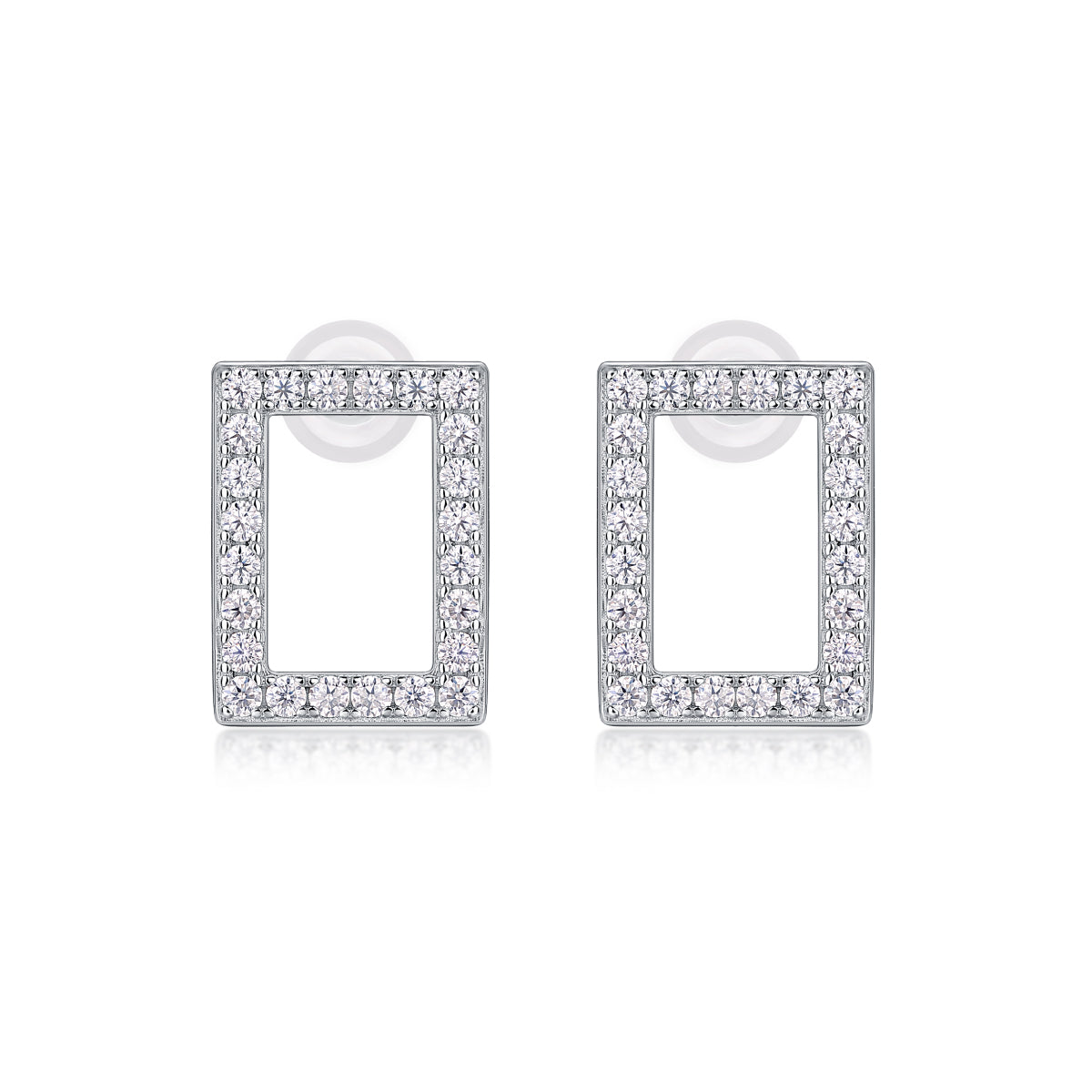 Pavé Rectangular Frame Moissanite Stud Earrings