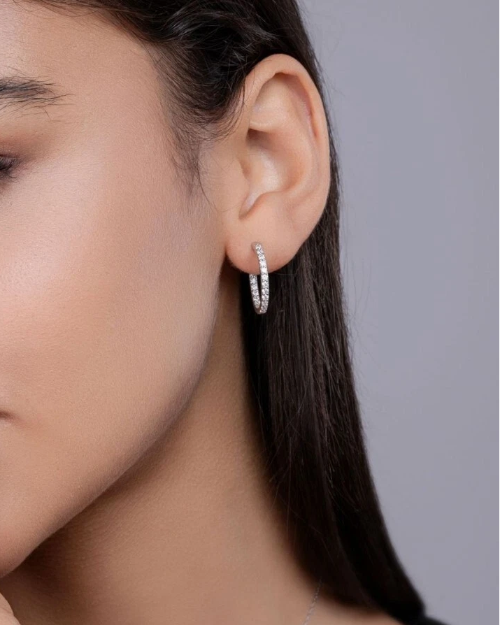 Pavé Moissanite Hoop Earrings