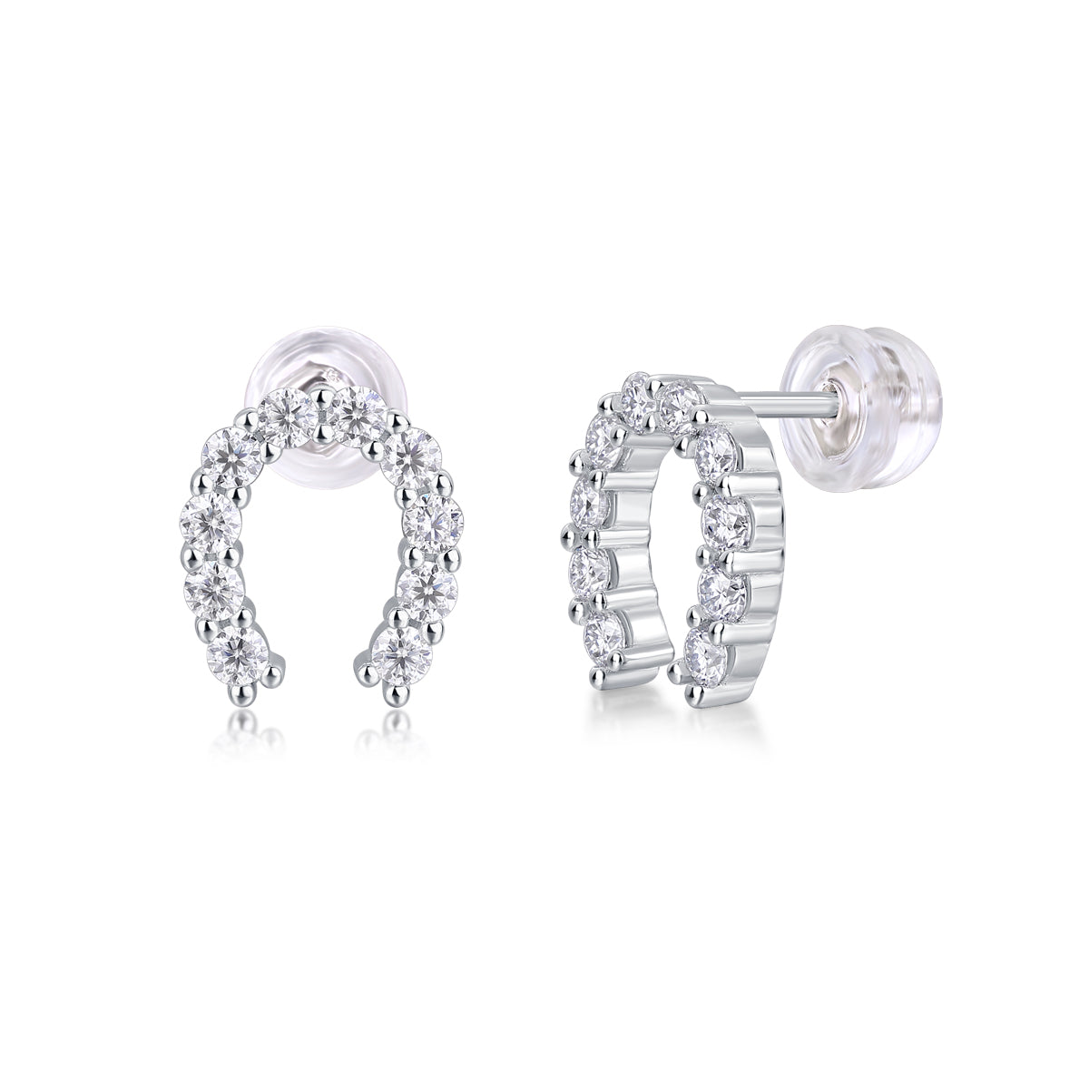 Pavé Horseshoe Moissanite Stud Earrings