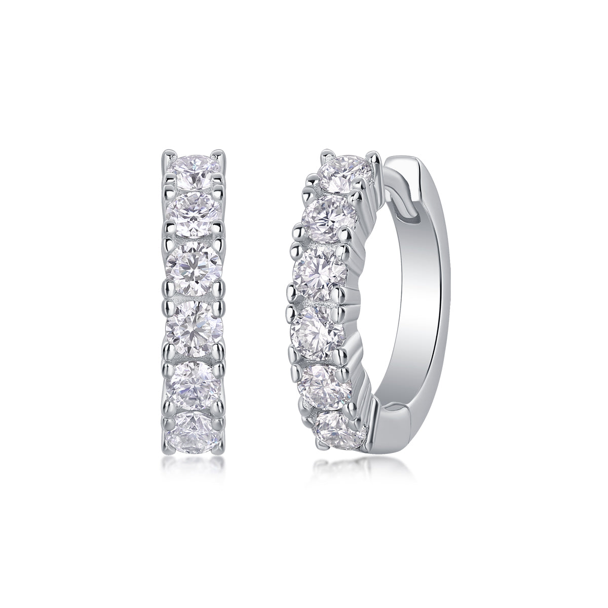 Classic Brilliant Moissanite Huggie Earrings